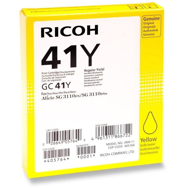 Ricoh GC-41Y cartucho de gel amarillo XL (original) 405764 902427 - 1