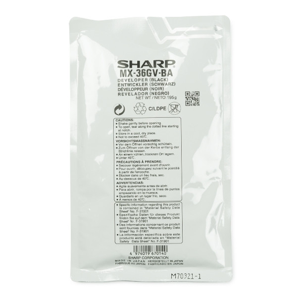 Sharp MX-36GVBA revelador negro (original) MX-36GVBA 082308 - 1