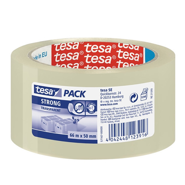 Tesa Pack Strong Cinta de embalaje transparente 50 mm x 66 m (1 rollo) 57167-00000-05 202330 - 1