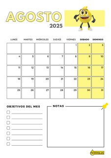 Imprimir Agosto 2025 calendario