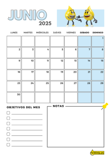 Imprimir Junio 2025 calendario