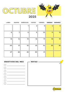 Imprimir Octubre 2025 calendario